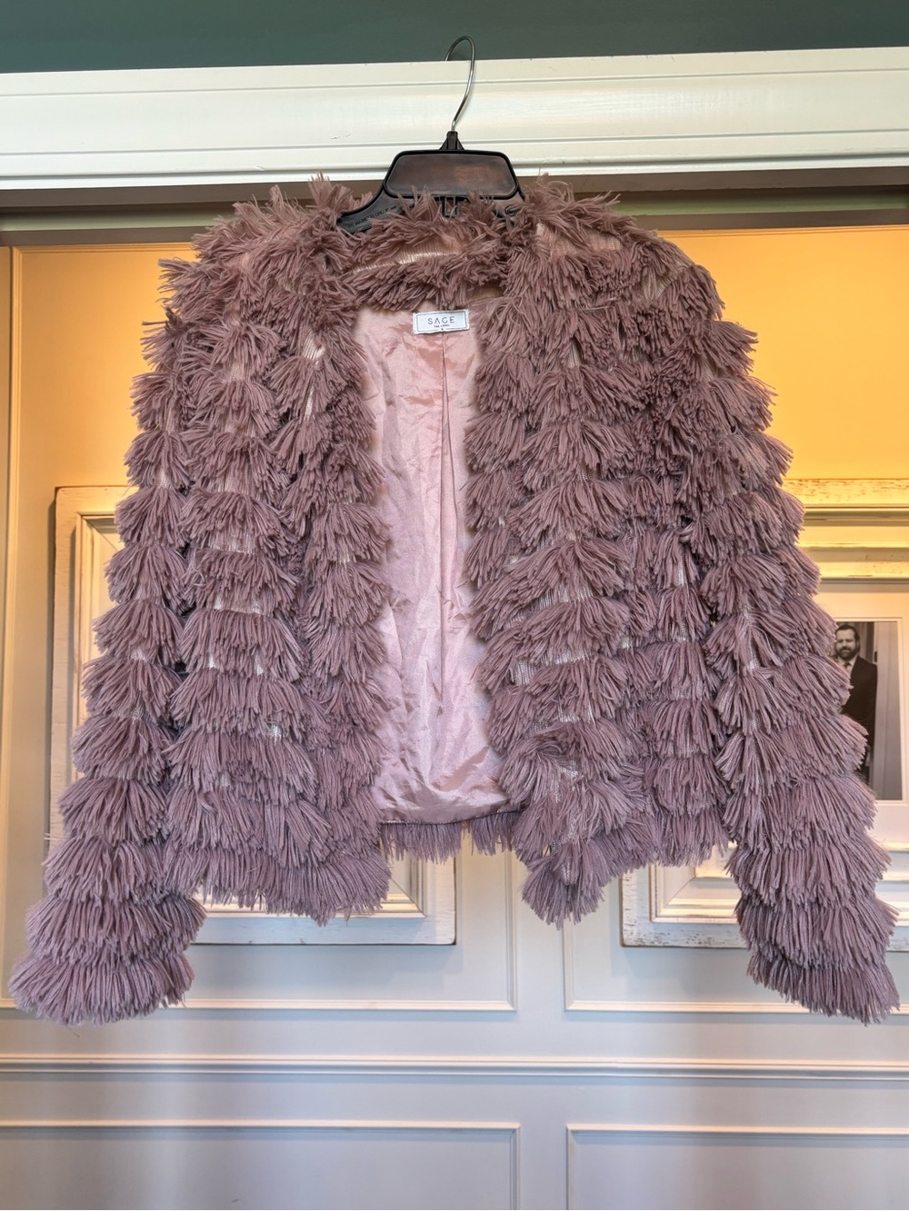 Sage Dusty Mauve Shag Faux-Fur Teddy Jacket